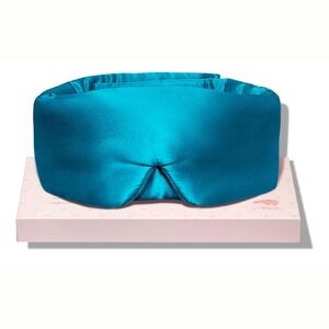 Pure Silk NWT Mulberry Silk Padded Sleep Mask Adjustable Strap In Peacock Blue